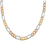 FIGARO CHAIN/Cadena ( 14K TRI COLOR MICRONE THICK CHAIN) DIAMOND CUT