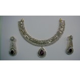 American Diamond Necklace With Ruby Stones