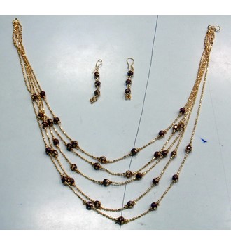 GOLD PLATED 5 LAYER NECKLACE SET 
