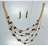 GOLD PLATED 5 LAYER NECKLACE SET 