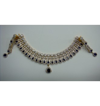 STUDDED ROUND DIAMOND AND SAPPHIRE NECKLACE