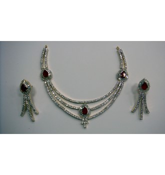 THREE ROW STUDDED RUBY NECKLACE
